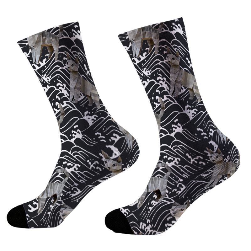 Tokyo-Tiger The Great Wave Off Cat Socks