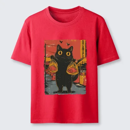 Tokyo-Tiger Cat Fishing Japanese Classic T-Shirt