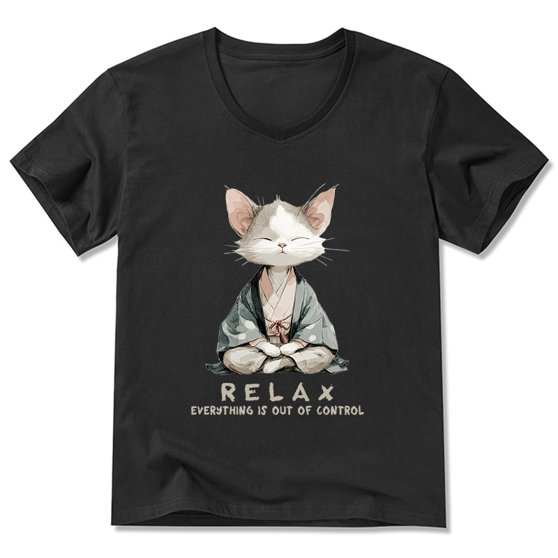 Tokyo-Tiger Zen Cat Relaxation，Everything's Out Of Control V-Neck Classic T-Shirt