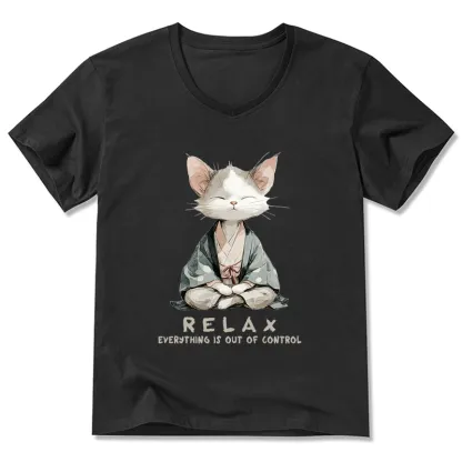 Tokyo-Tiger Zen Cat Relaxation，Everything's Out Of Control V-Neck Classic T-Shirt