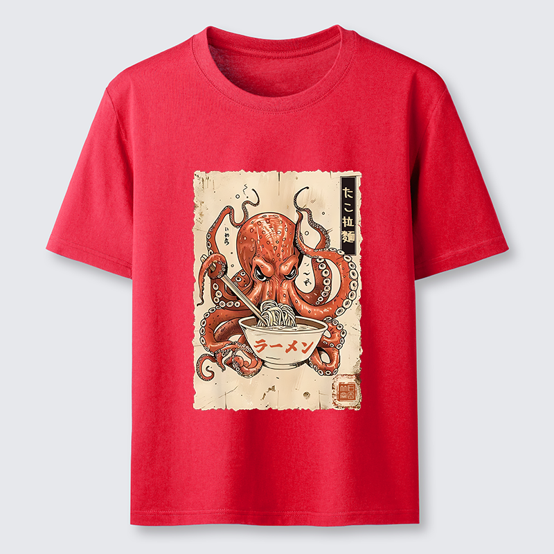 Tokyo-Tiger Retro Octopus Eating Ramen Classic T-Shirt