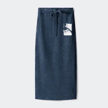 Tokyo-Tiger The Cat Is Watching Today Washed Terry Skirt