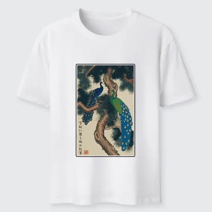 Tokyo-Tiger Peacocks in Snowy Pines Classic T-Shirt