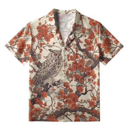 Tokyo-Tiger Owl And Plum Blossom Aloha Hawaiian Shirt