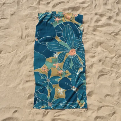 Tokyo-Tiger Blooming Flowers Beach Towel