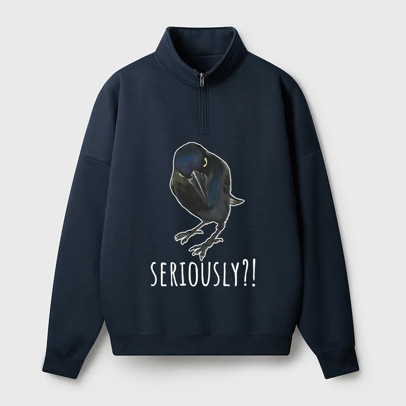 Tokyo-Tiger Raven's Question Half Zip Fleece Sweatshirt