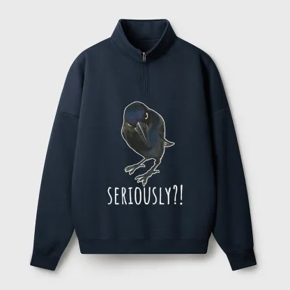 Tokyo-Tiger Raven's Question Half Zip Fleece Sweatshirt