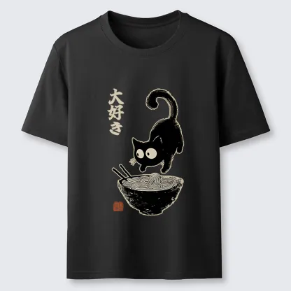 Tokyo-Tiger Retro Cat Eats Delicious Ramen Classic T-Shirt