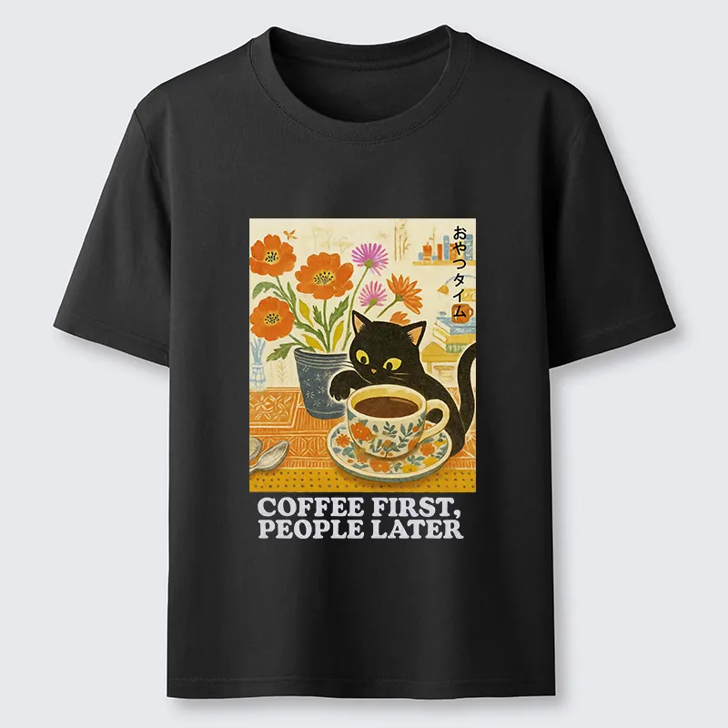 Tokyo-Tiger Kitten Drinks Coffee First Classic T-Shirt