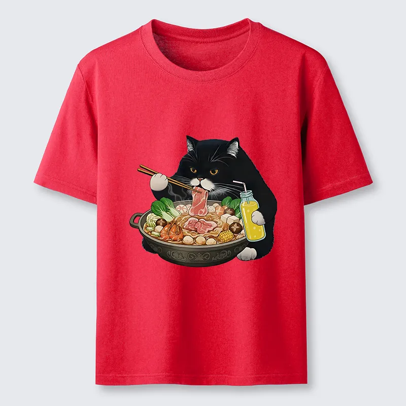 Tokyo-Tiger Black Cat Eating Hot Pot Classic T-Shirt