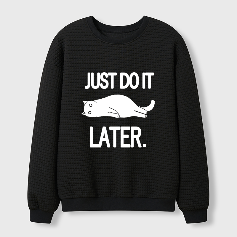 Tokyo-Tiger Just Do It Later Cat Waffle Sweatshirt