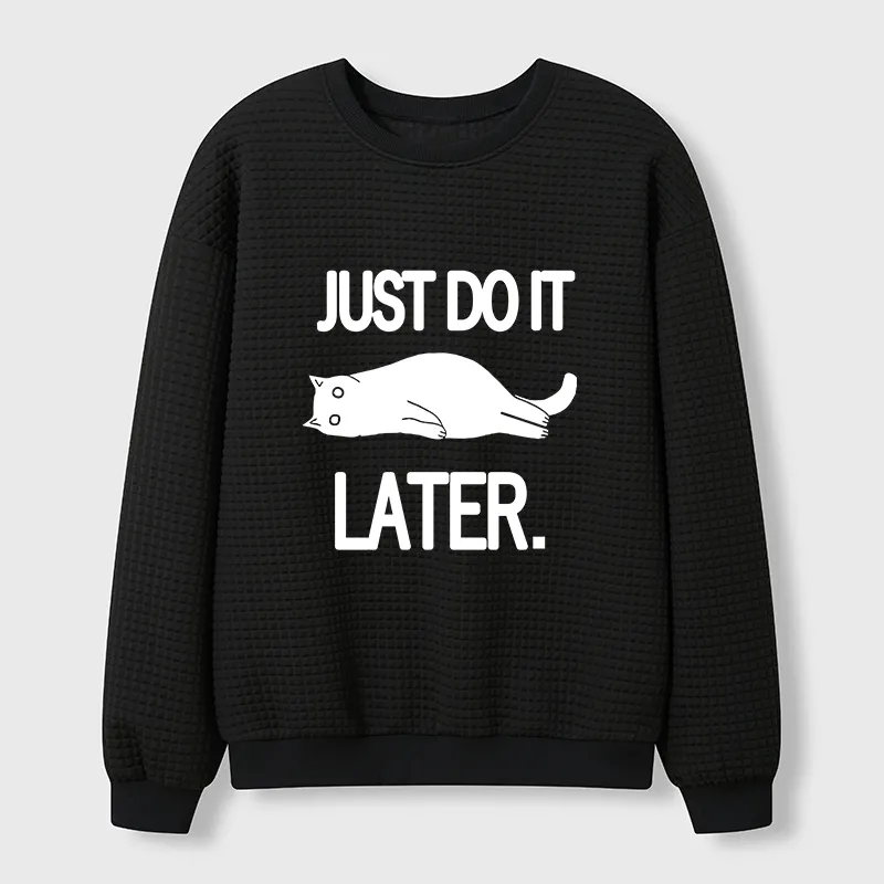 Tokyo-Tiger Just Do It Later Cat Waffle Sweatshirt