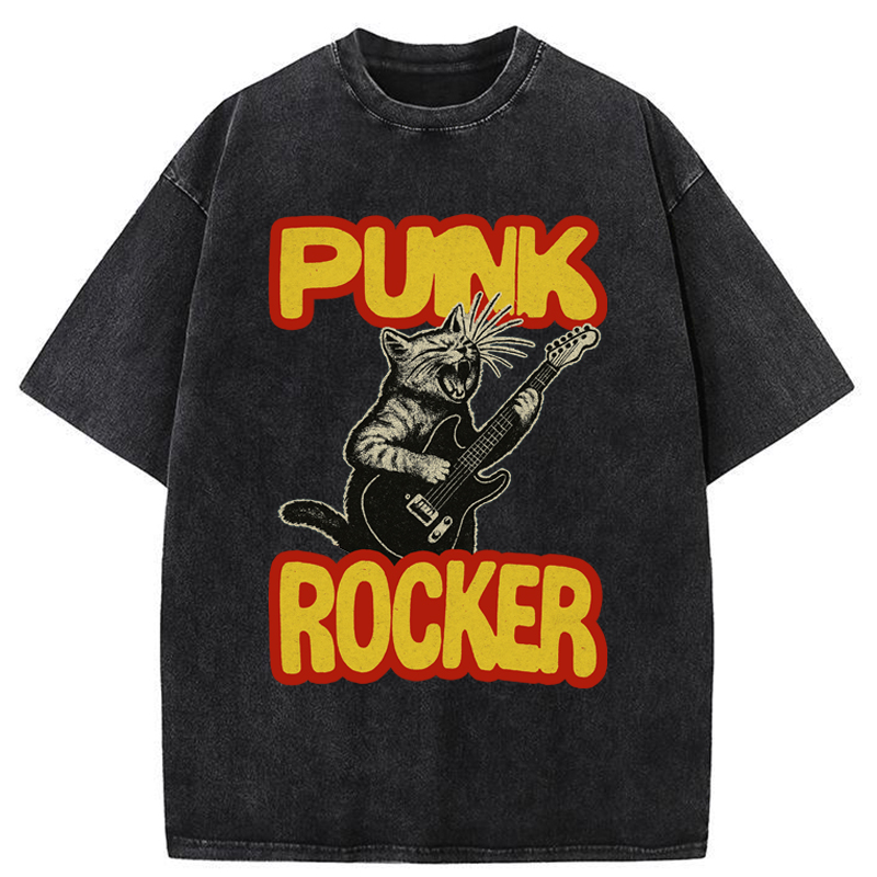 Tokyo-Tiger Punk Rock Kitty Washed T-Shirt