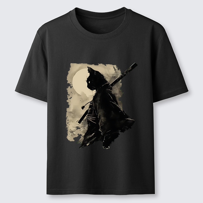 Tokyo-Tiger Under The Moon Cat Samurai Classic T-Shirt
