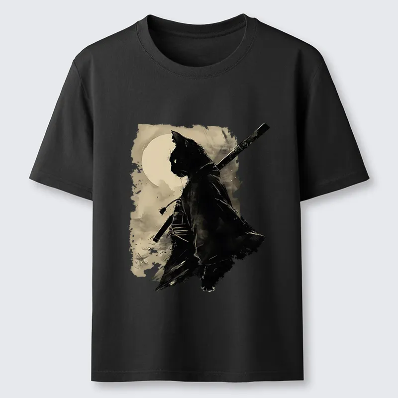 Tokyo-Tiger Under The Moon Cat Samurai Classic T-Shirt