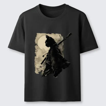Tokyo-Tiger Under The Moon Cat Samurai Classic T-Shirt