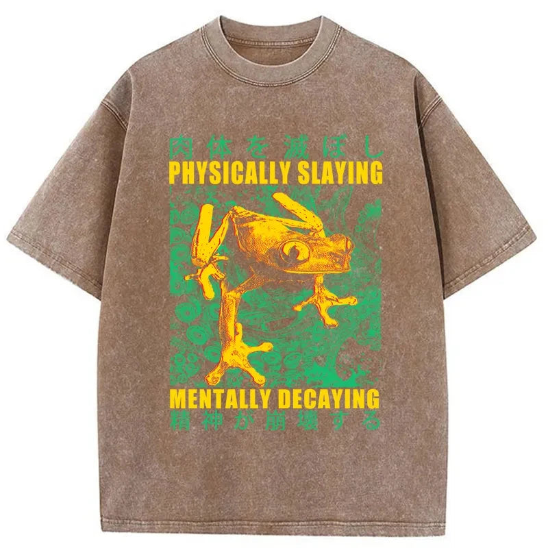 Tokyo-Tiger Physically Slaying Mentally Decaying Washed T-Shirt