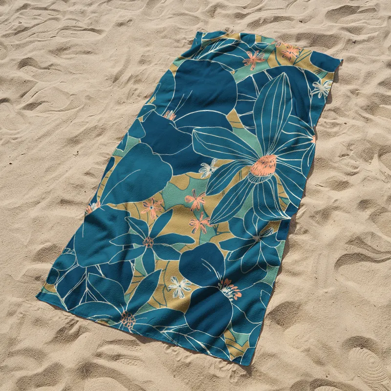 Tokyo-Tiger Blooming Flowers Beach Towel