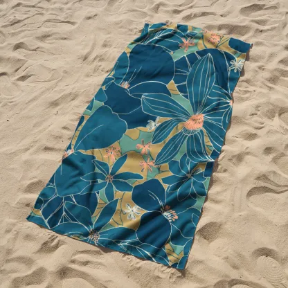 Tokyo-Tiger Blooming Flowers Beach Towel