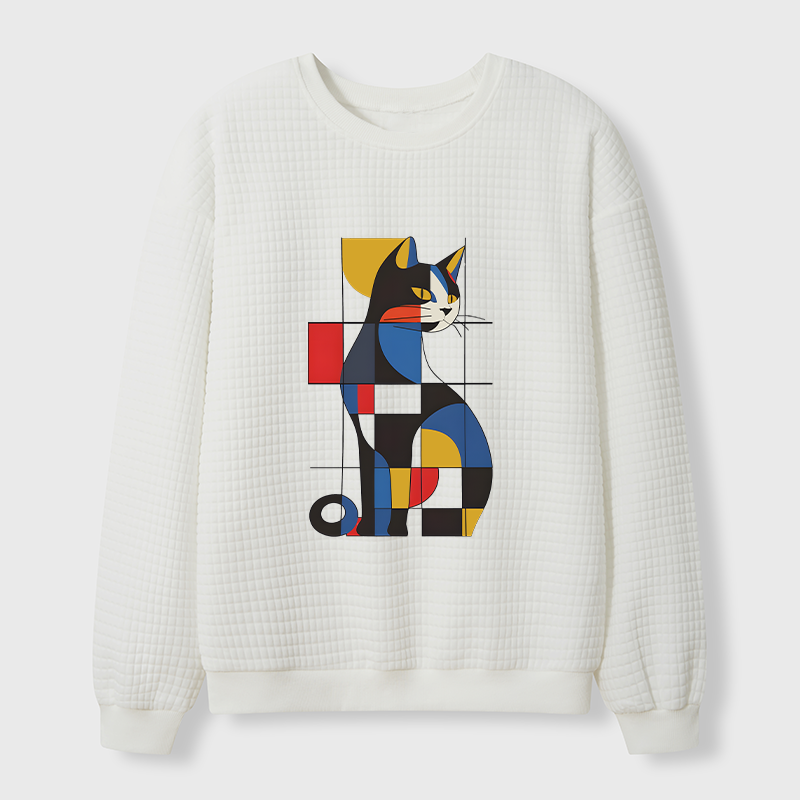 Tokyo-Tiger Mondrian Cat Waffle Sweatshirt