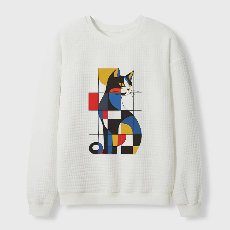 Tokyo-Tiger Mondrian Cat Waffle Sweatshirt