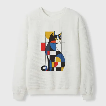 Tokyo-Tiger Mondrian Cat Waffle Sweatshirt
