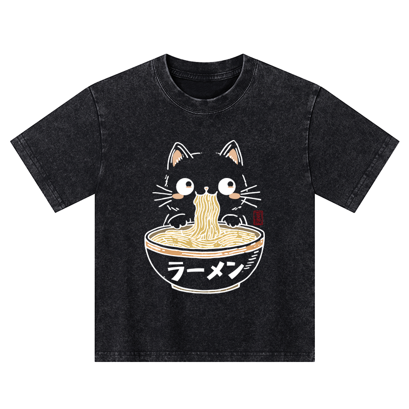 Tokyo-Tiger Purramen Time Kids Washed T-Shirt