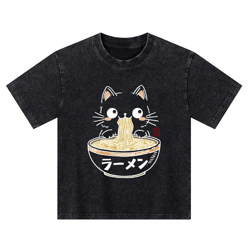 Tokyo-Tiger Purramen Time Kids Washed T-Shirt