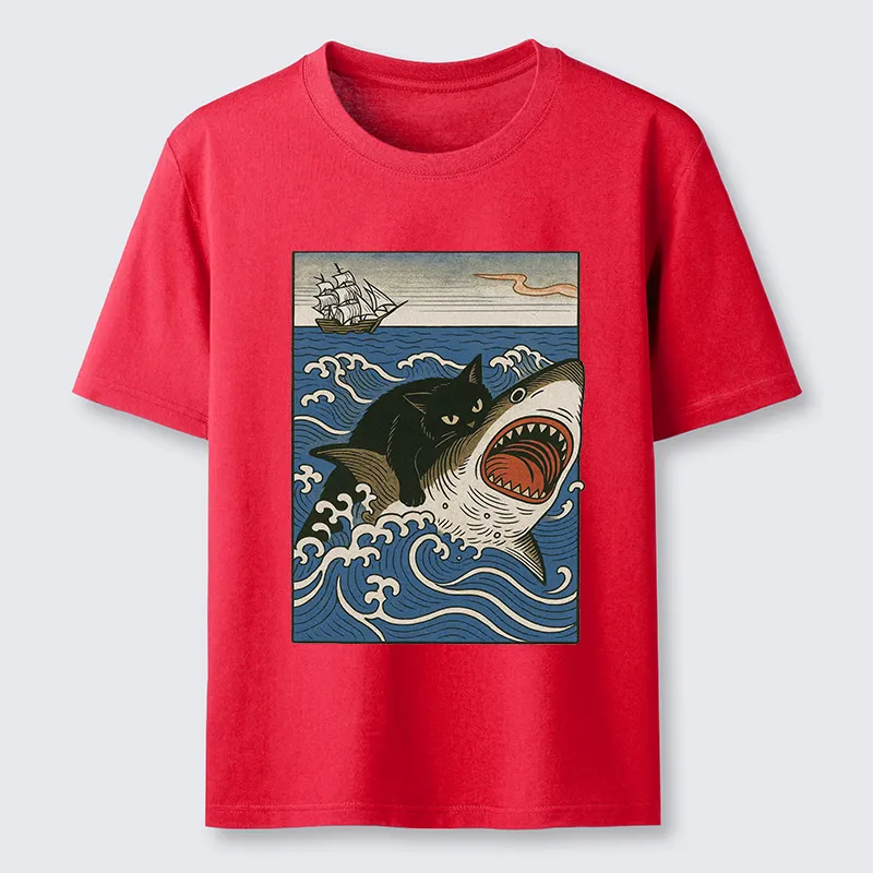Tokyo-Tiger Cat Hunting Shark Classic T-Shirt