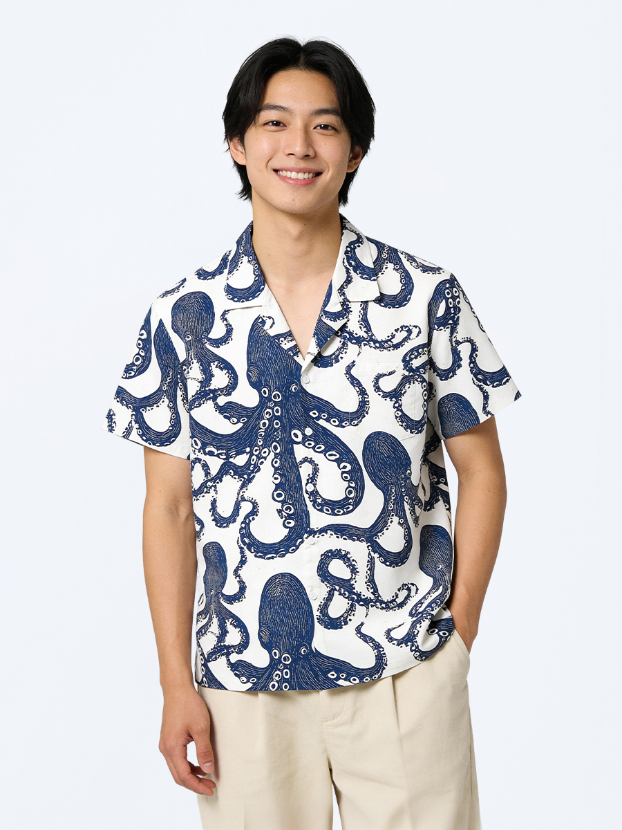 Tokyo-Tiger Ocean Octopus Aloha Hawaiian Shirt