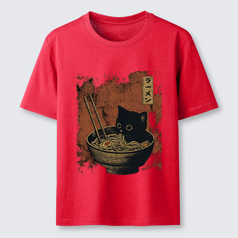 Tokyo-Tiger Retro Cat Eating Japan Ramen Classic T-Shirt