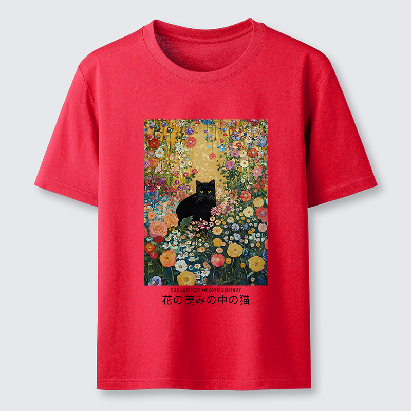 Tokyo-Tiger Black Cat In The Flower Bushes Classic T-Shirt