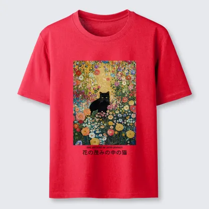 Tokyo-Tiger Black Cat In The Flower Bushes Classic T-Shirt