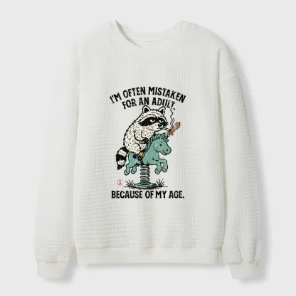 Tokyo-Tiger funny Raccoon and Horse meme Waffle Sweatshirt