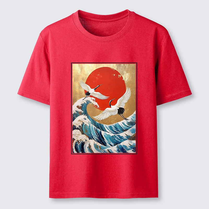 Tokyo-Tiger Cranes And Waves Ukiyo-e Classic T-Shirt