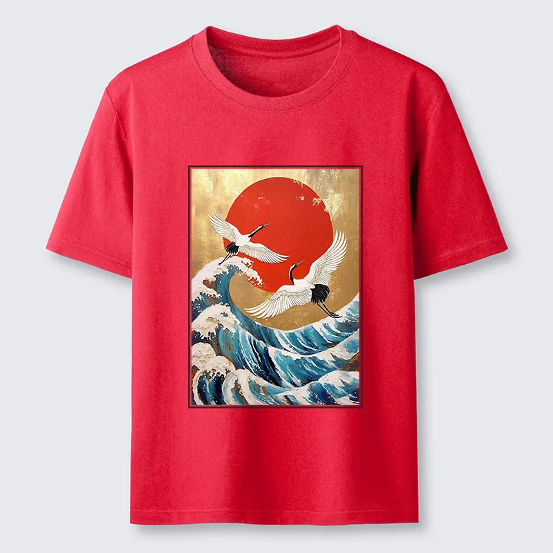 Tokyo-Tiger Cranes And Waves Ukiyo-e Classic T-Shirt