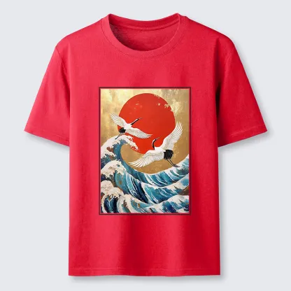 Tokyo-Tiger Cranes And Waves Ukiyo-e Classic T-Shirt