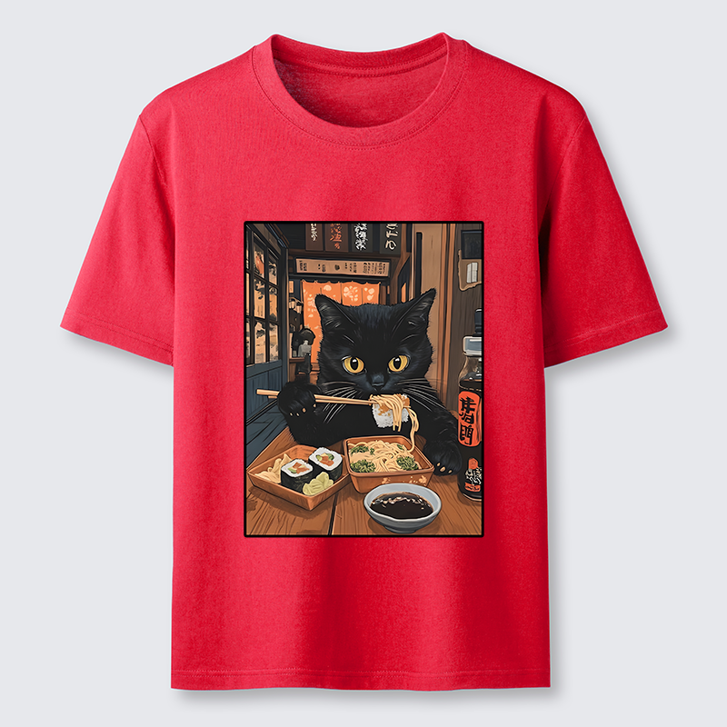 Tokyo-Tiger Black Cat Eating At Sushi Restaurant Classic T-Shirt