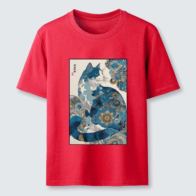 Tokyo-Tiger Japanese Ukiyo-e Flowers Cat Classic T-Shirt