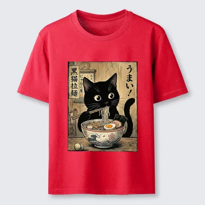 Tokyo-Tiger Black Cat Eats Delicious Japanese Ramen Classic T-Shirt