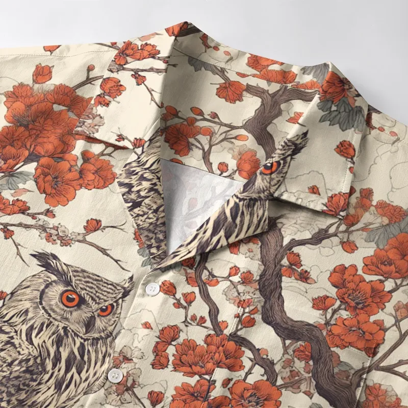 Tokyo-Tiger Owl And Plum Blossom Aloha Hawaiian Shirt