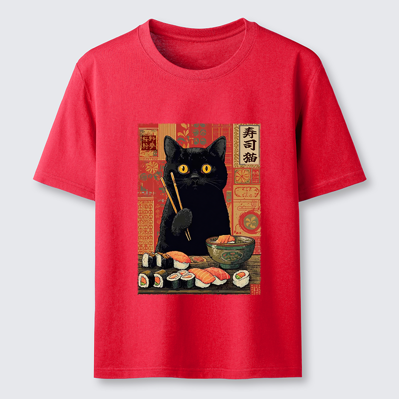 Tokyo-Tiger Neko Eats Sushi Classic T-Shirt