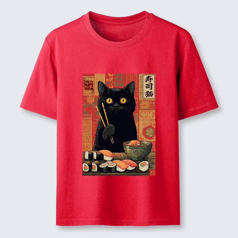 Tokyo-Tiger Neko Eats Sushi Classic T-Shirt