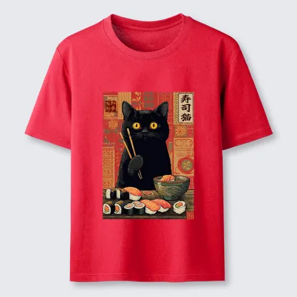 Tokyo-Tiger Neko Eats Sushi Classic T-Shirt