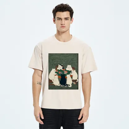 Tokyo-Tiger Cats Playing Games Funny Washed T-Shirt