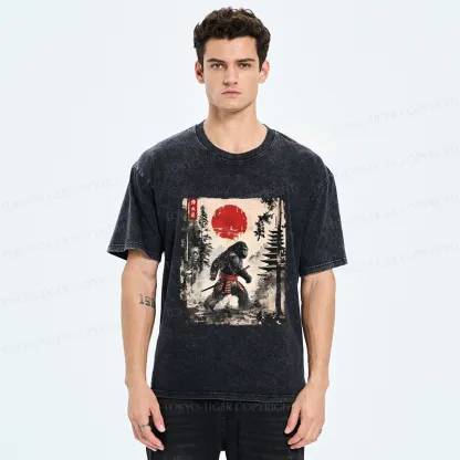 Tokyo-Tiger Japanese Samurai Bigfoot Washed T-Shirt