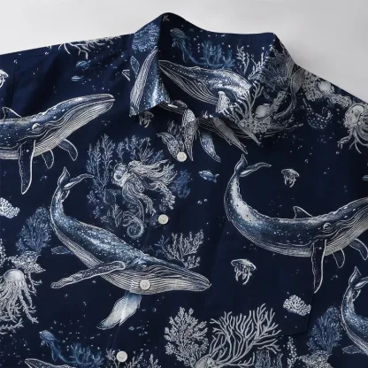 Tokyo-Tiger Deep Sea Whale Button-up Shirt