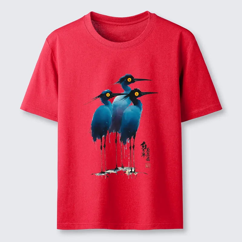 Tokyo-Tiger Great Blue Heron Ink Painting Classic T-Shirt