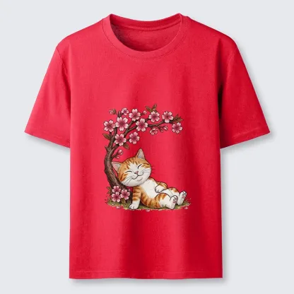 Tokyo-Tiger Cat Sleeps Under Sakura Classic T-Shirt