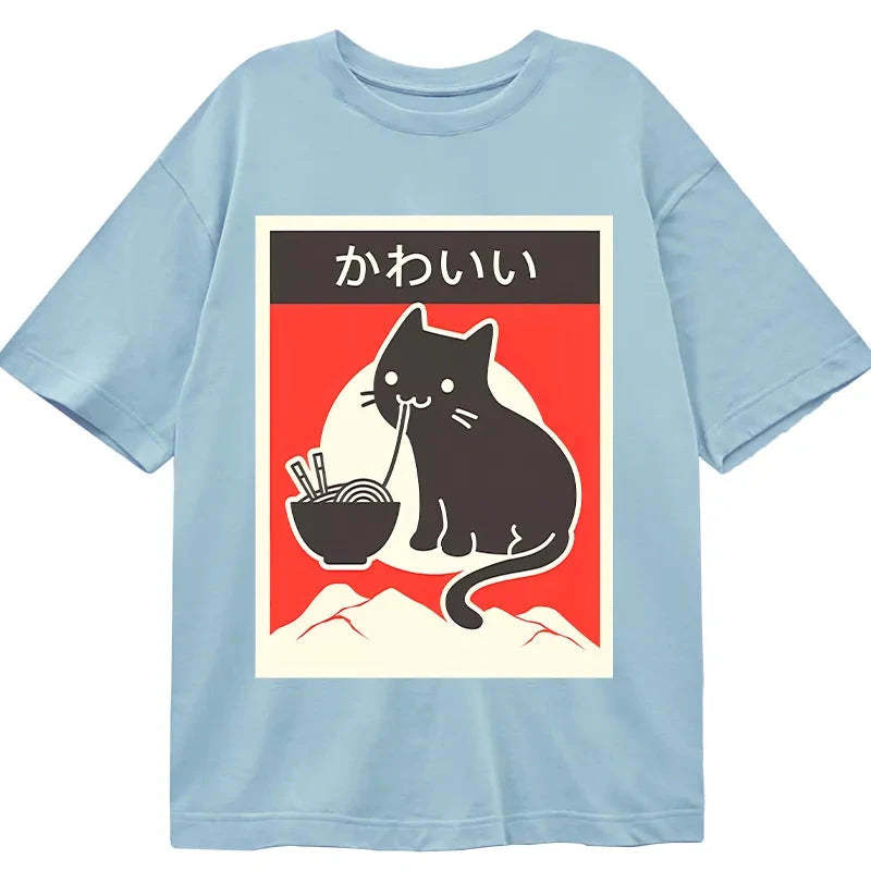 Tokyo-Tiger "Kawaii" Vintage Style Japenese Ramen Cat Classic T-Shirt-tokyo-tiger